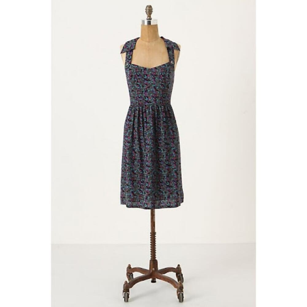 Anthropologie Maple Floral Sailor Overall Dress Sweetheart Mod Retro Vtg Size 12
